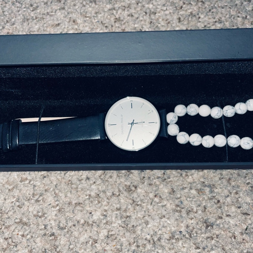 Black Leather Strap Watch  (Daniel Phillip) brand new in og box